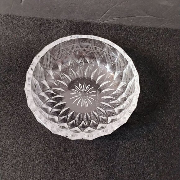 Val St Lambert Crystal Cut Bowl 5" Vintage Glass Dish Starburst Design Signed - Picture 1 of 8